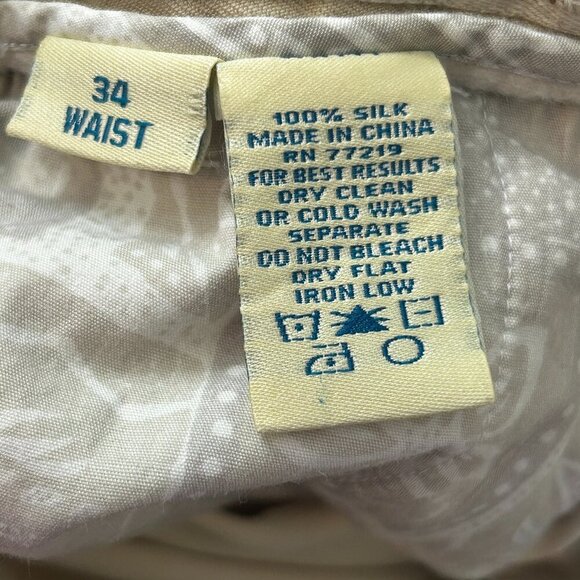 JOSEPH & FEISS Mens Tan SILK Pleated Dress/Casual Slacks Pants Sz 34/29 Vacation - Picture 6 of 12